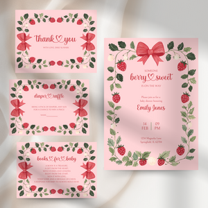 Baby Shower Mega Bundle - Strawberry Berry Sweet Pink Vintage Floral BS63