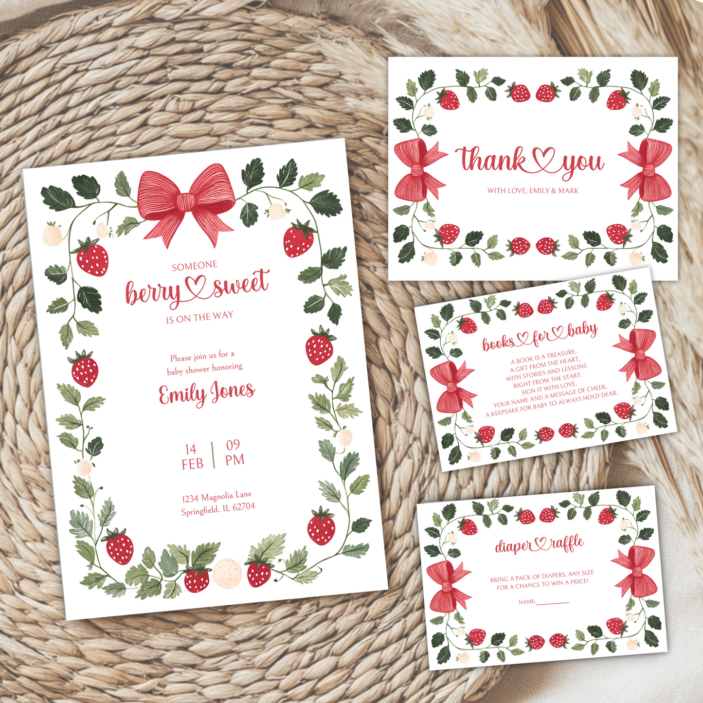 Baby Shower Mega Bundle - White Strawberry Berry Sweet Vintage Floral BS63 (kopie)