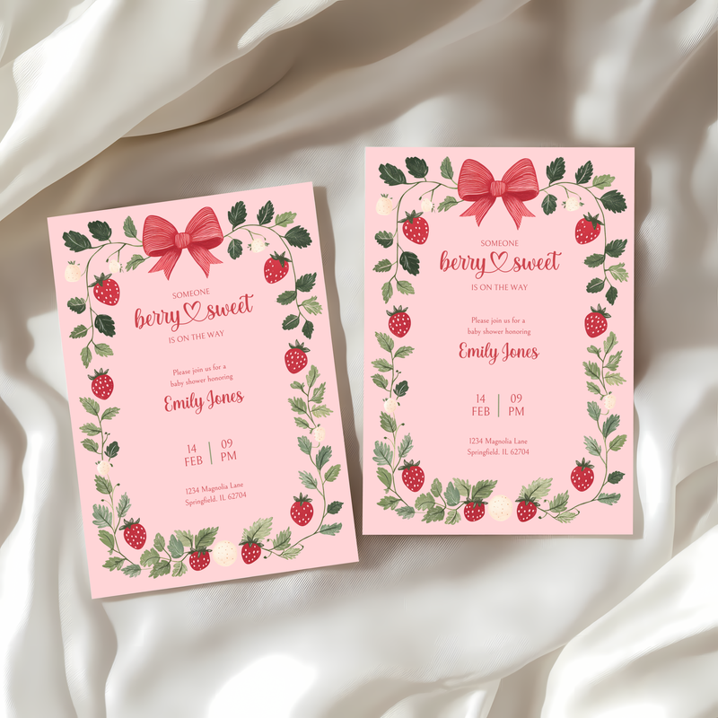 Baby Shower Mega Bundle - Strawberry Berry Sweet Pink Vintage Floral BS63