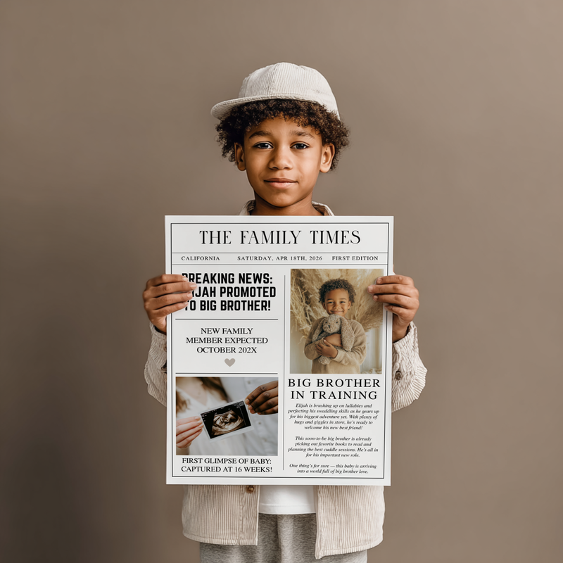 Big Brother Pregnancy Announcement Newspaper Template NP5