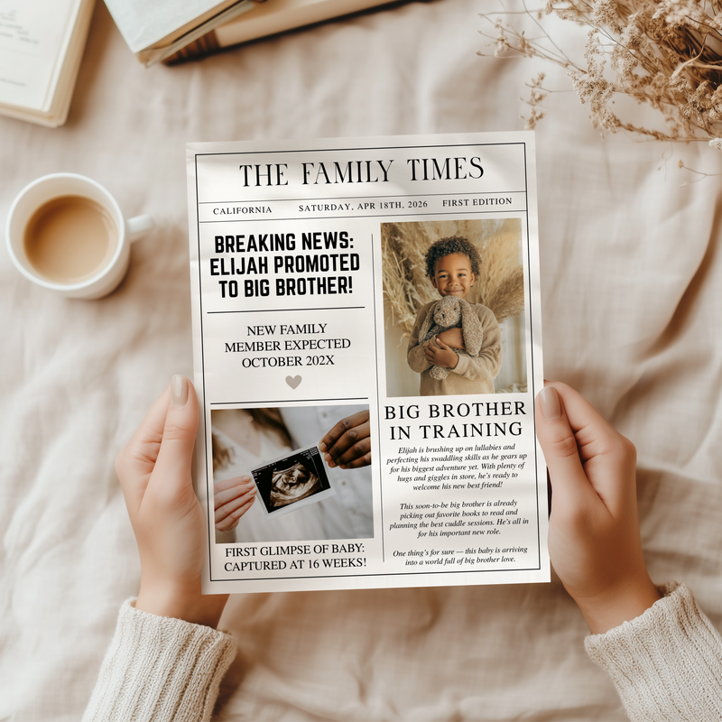 Big Brother Pregnancy Announcement Newspaper Template NP5