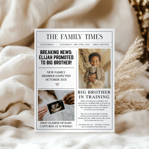 Big Brother Pregnancy Announcement Newspaper Template NP5