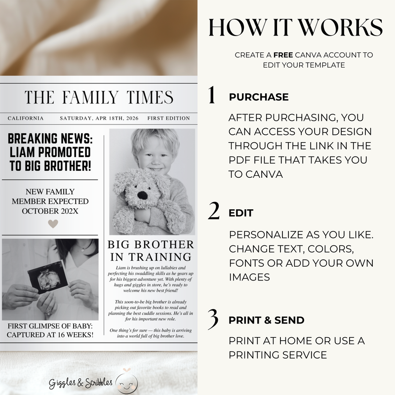 Editable Big Brother Pregnancy Announcement Newspaper Template NP3