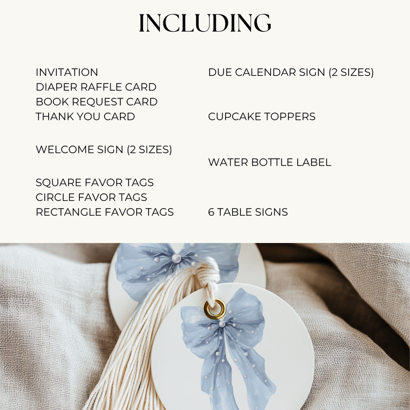 Baby Shower Mega Bundle - Coquette Blue Bows BS164
