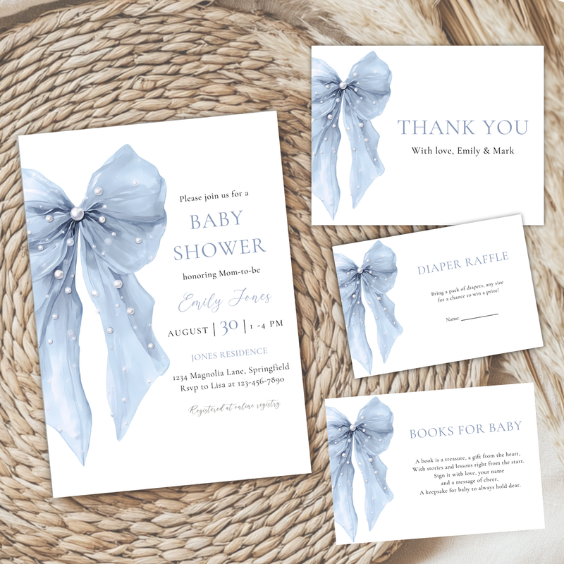 Baby Shower Mega Bundle - Coquette Blue Bows BS164