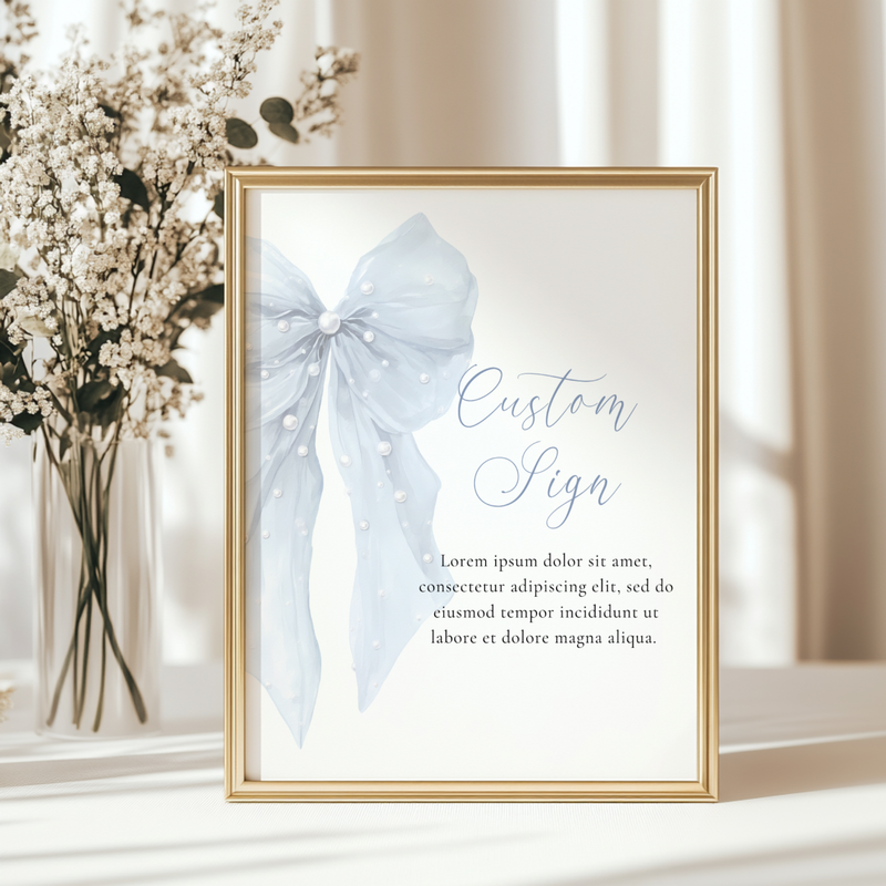 Baby Shower Table Sign Bundle - Blue Bows with Pearls BS164