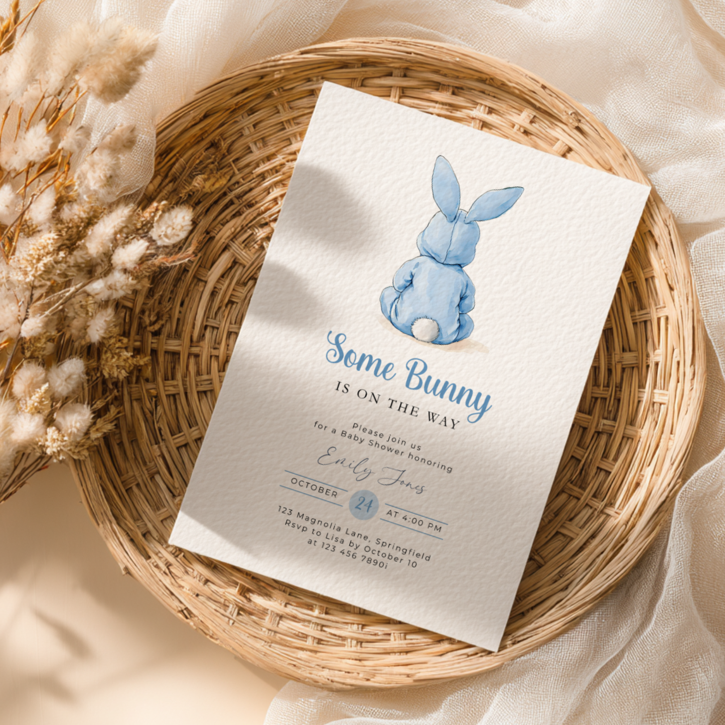 Blue Bunny Baby Shower Invitation BS290