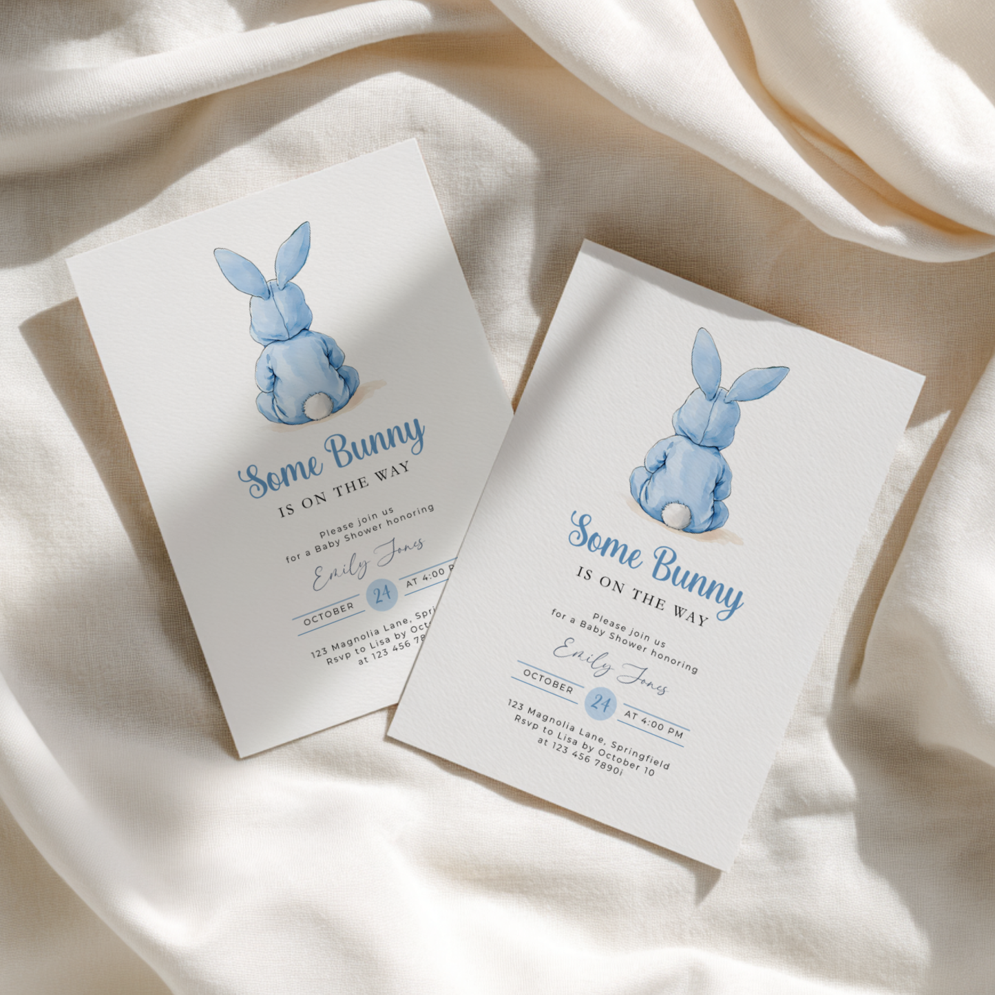 Blue Bunny Baby Shower Invitation BS290
