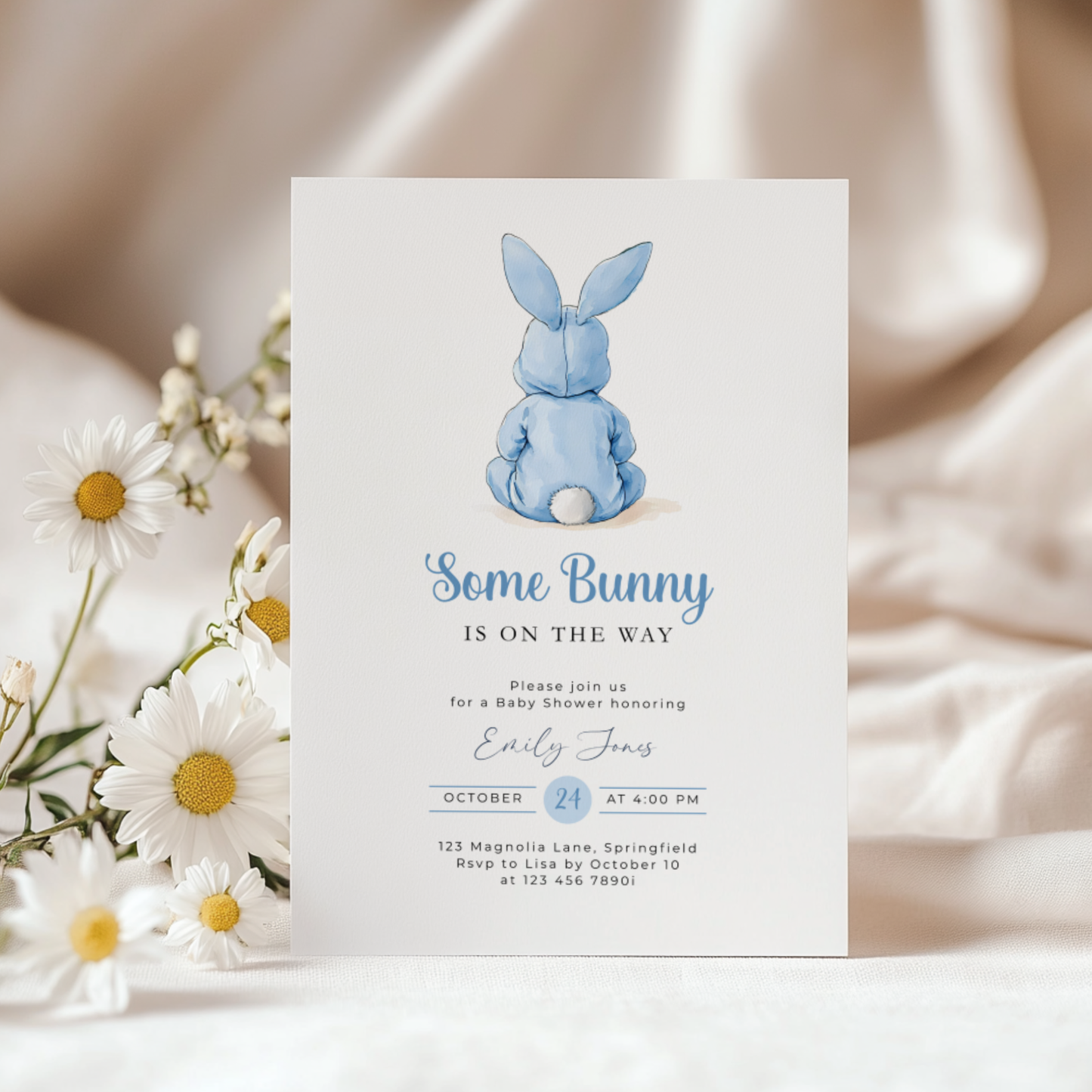Blue Bunny Baby Shower Invitation BS290