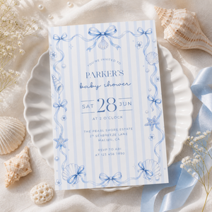 Blue Coastal Baby Shower Invitation L133