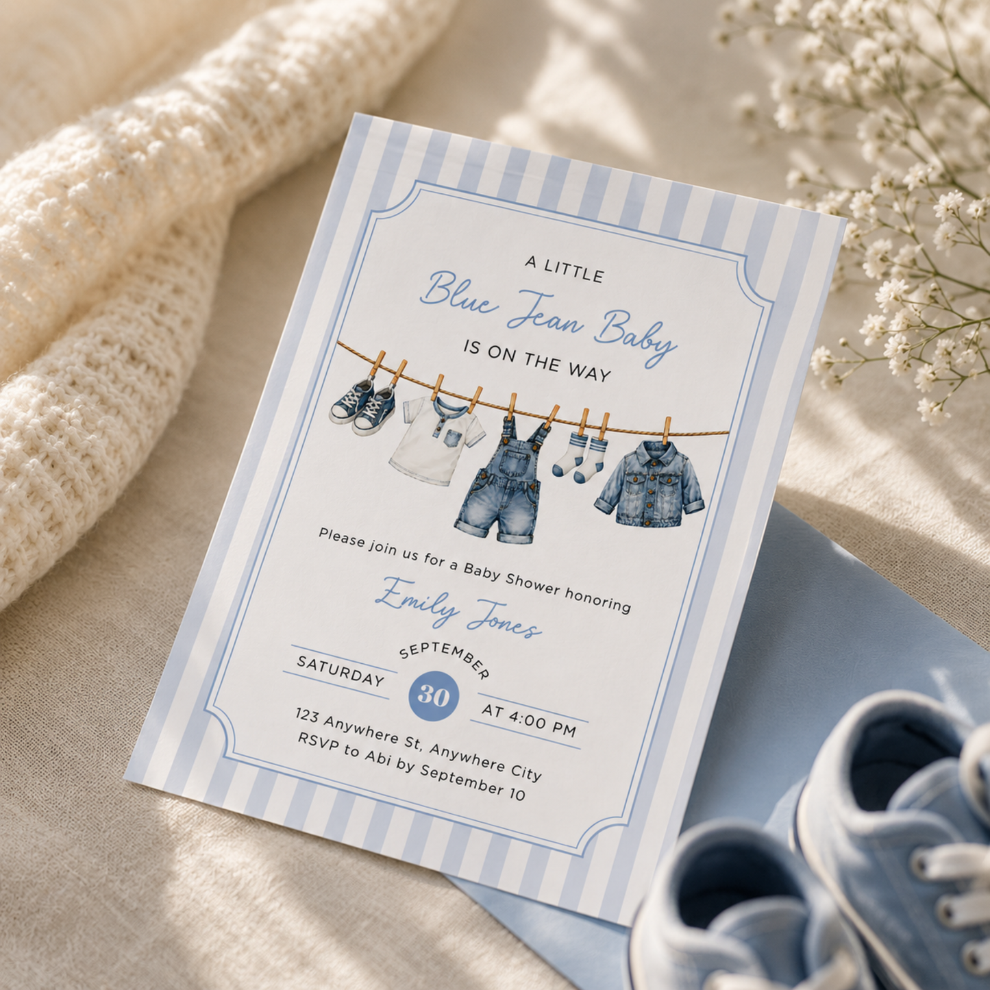 Blue Jean Baby Shower Invitation BS311