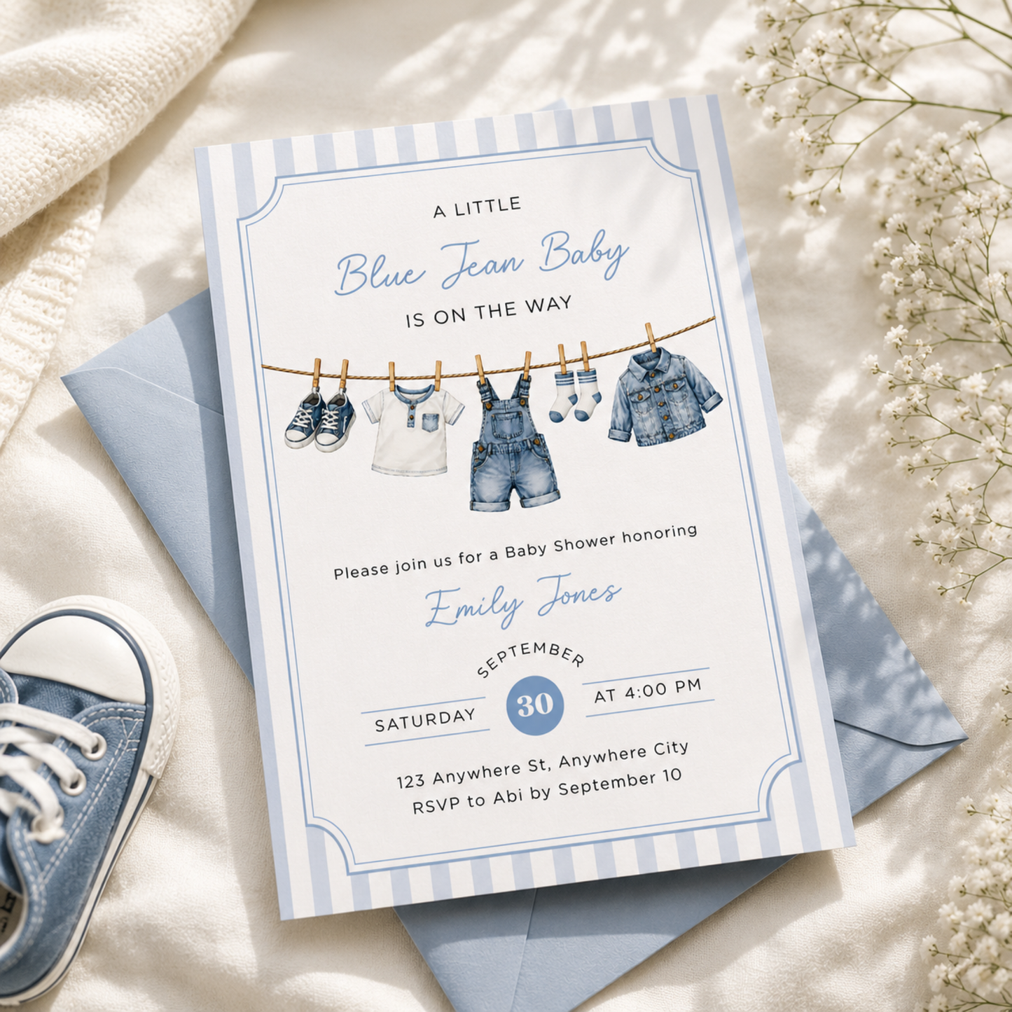 Blue Jean Baby Shower Invitation BS311