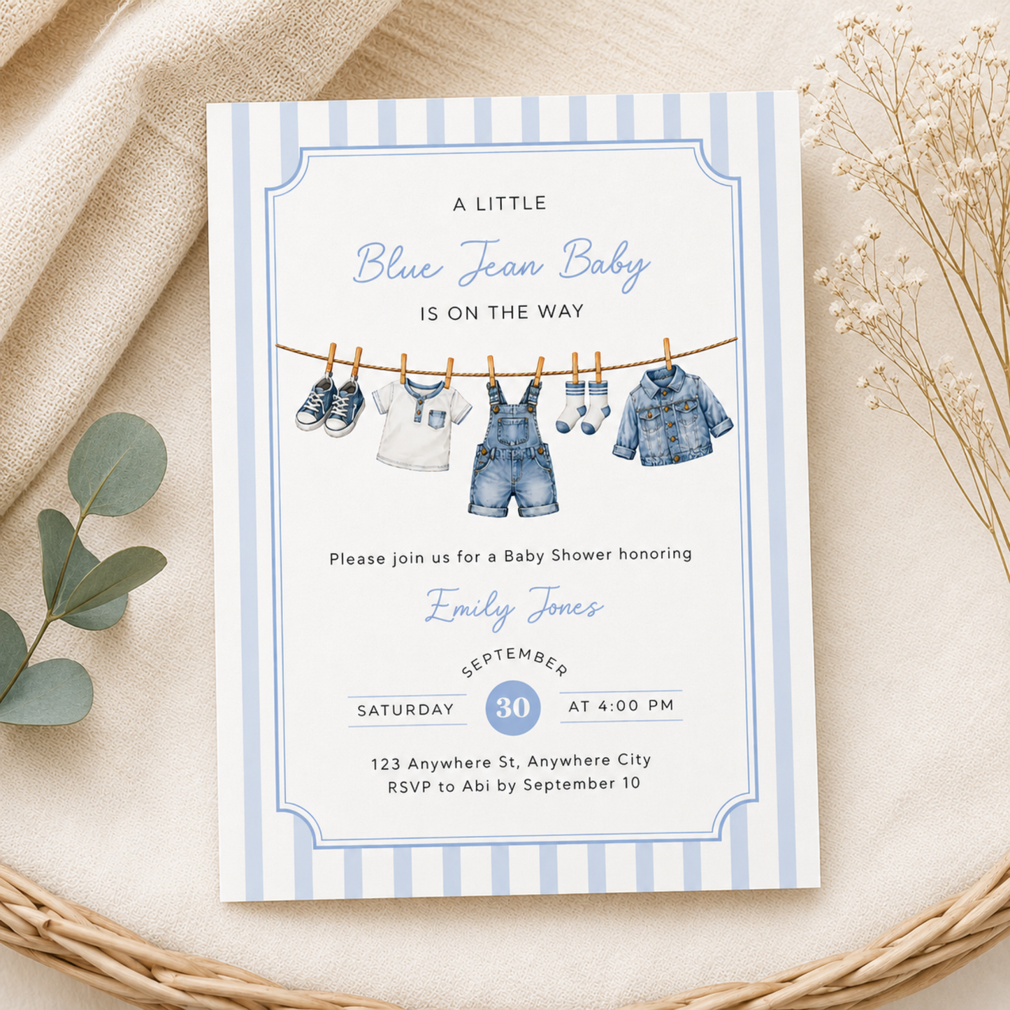 Blue Jean Baby Shower Invitation BS311