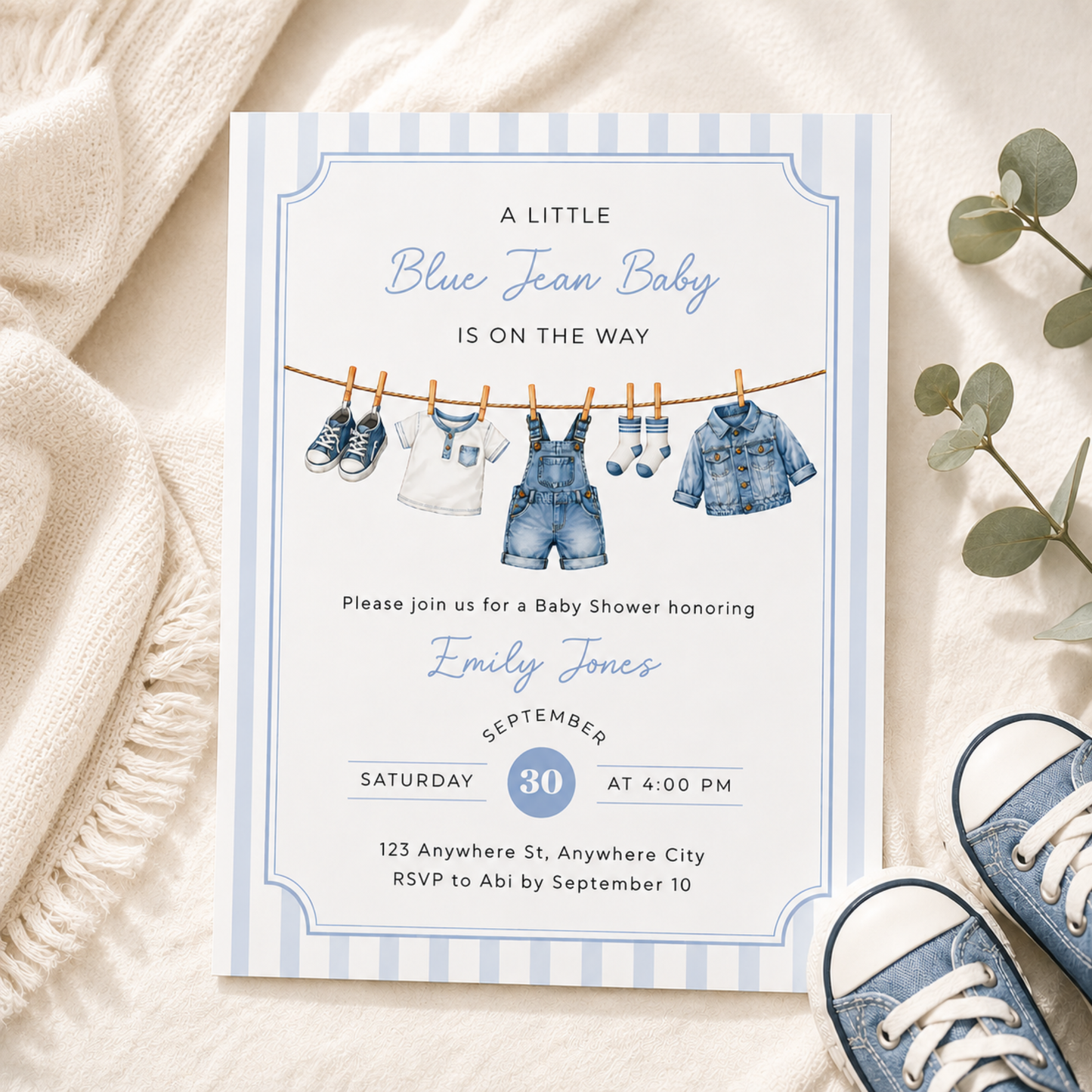 Blue Jean Baby Shower Invitation BS311
