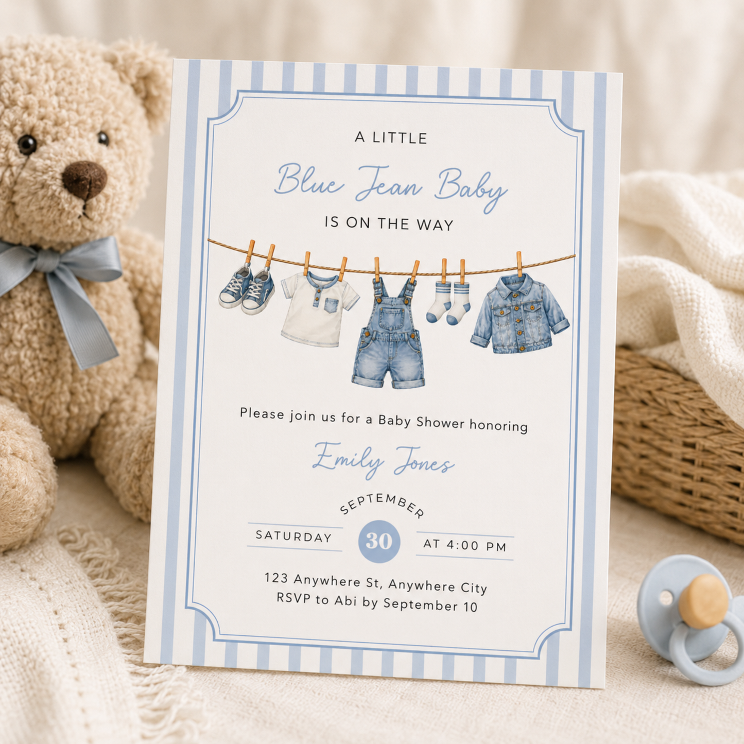 Blue Jean Baby Shower Invitation BS311