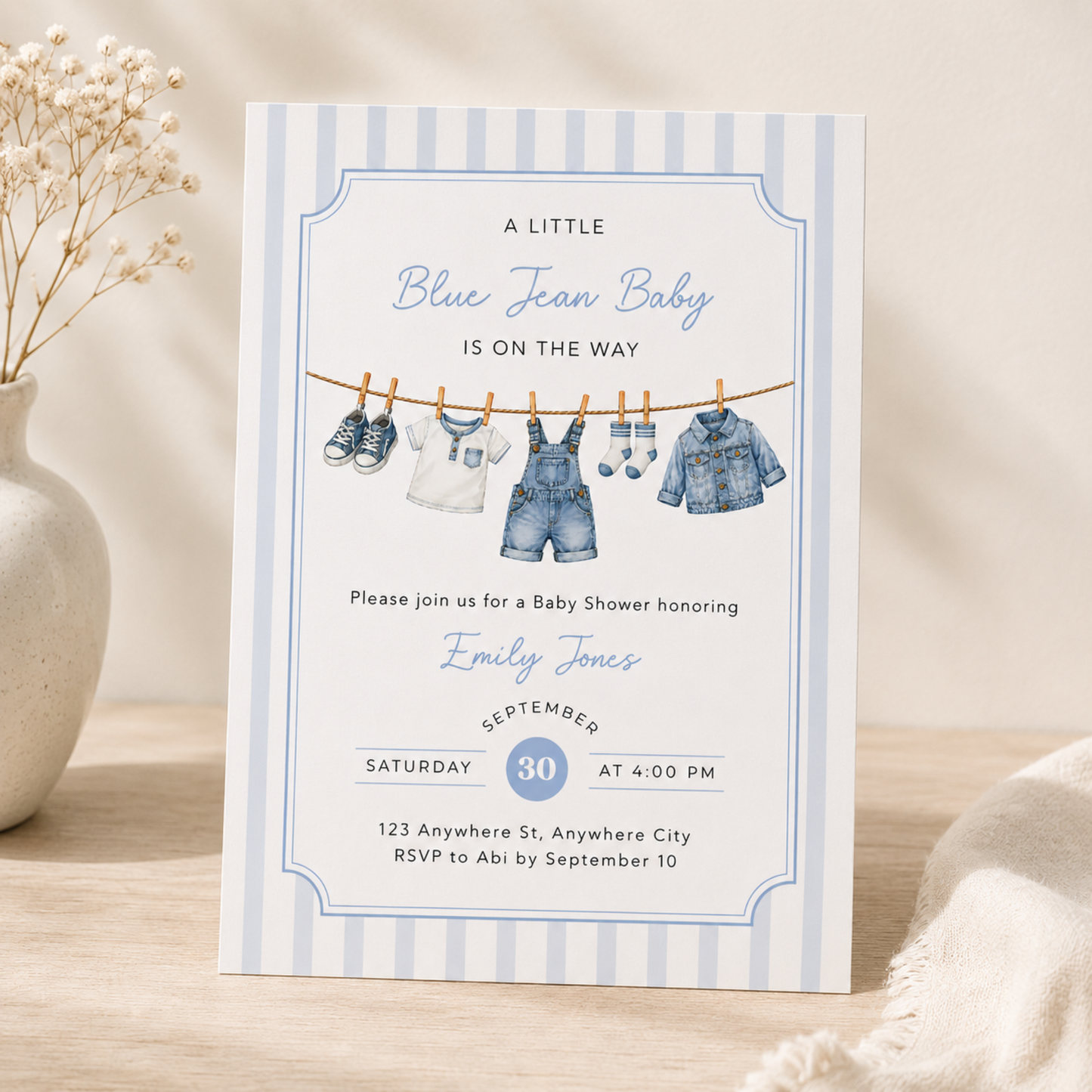 Blue Jean Baby Shower Invitation BS311