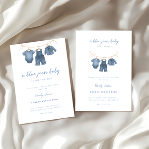 Baby Shower Invitation - A Blue Jean Baby Is On The Way BS194