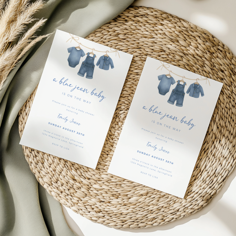 Baby Shower Invitation - A Blue Jean Baby Is On The Way BS194