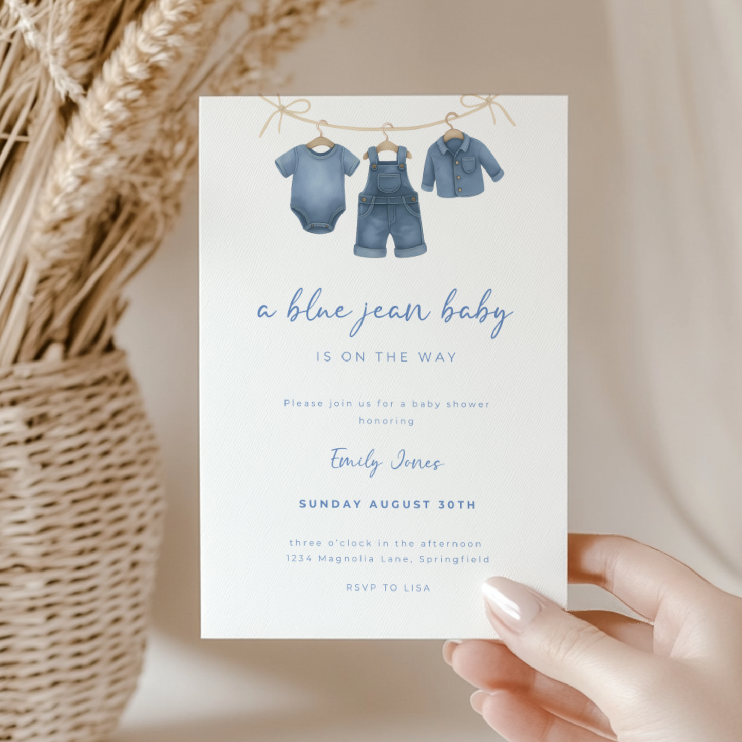 Baby Shower Invitation - A Blue Jean Baby Is On The Way BS194