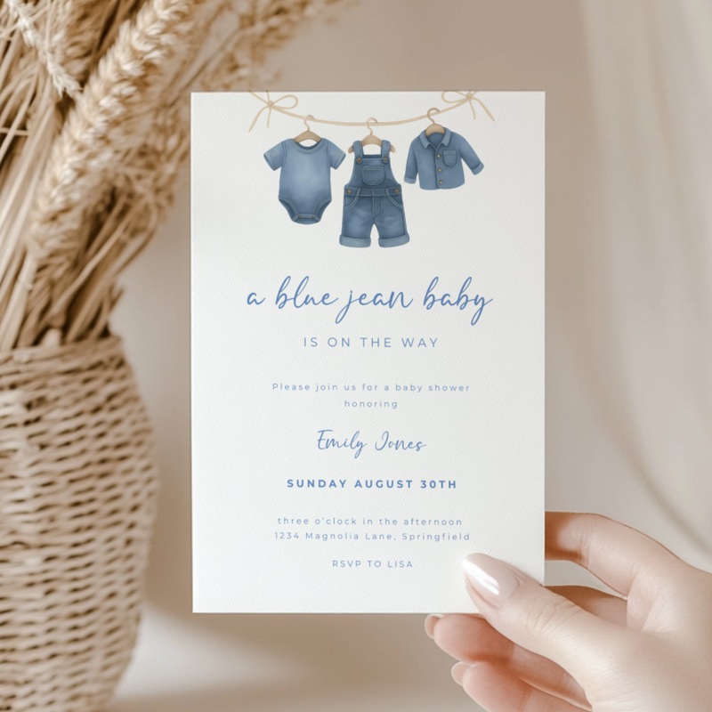 Baby Shower Invitation - A Blue Jean Baby Is On The Way BS194