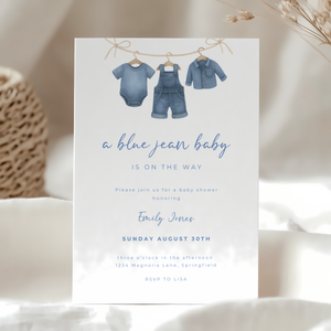 Baby Shower Invitation - A Blue Jean Baby Is On The Way BS194