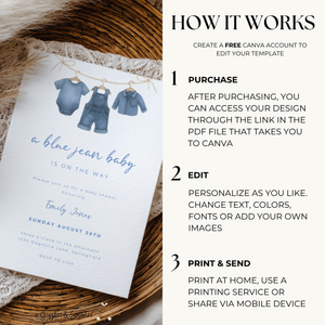 Baby Shower Invitation - A Blue Jean Baby Is On The Way BS194