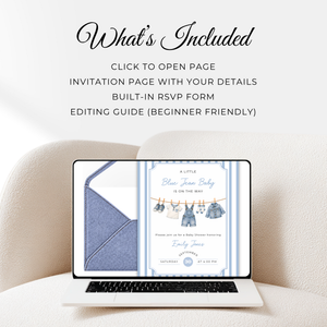 Blue Jean Baby Shower Website Invitation with RSVP BS311