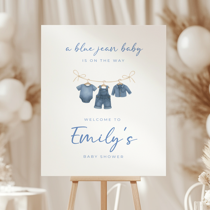 Baby Shower Welcome Sign - Blue Jean Baby Denim BS194