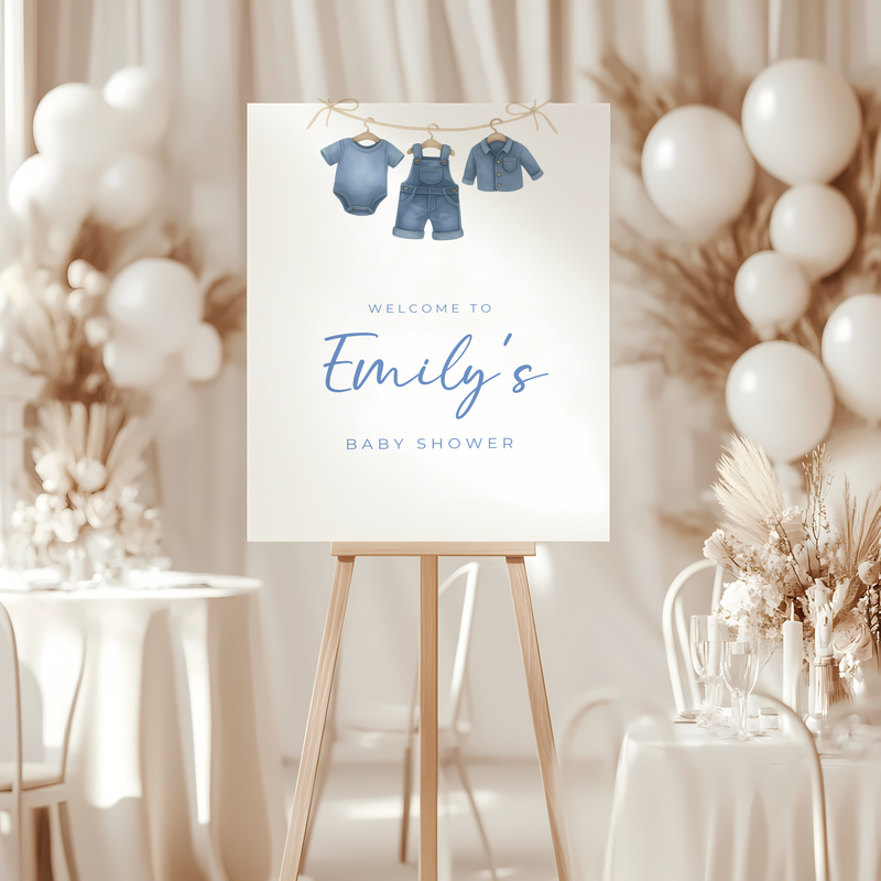 Baby Shower Welcome Sign - Blue Jean Baby Denim BS194