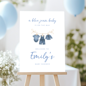 Baby Shower Welcome Sign - Blue Jean Baby Denim BS194
