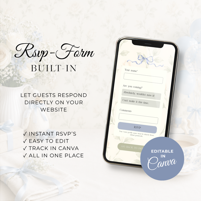 Blue Little Goose Baby Shower Invitation Website with RSVP BS150