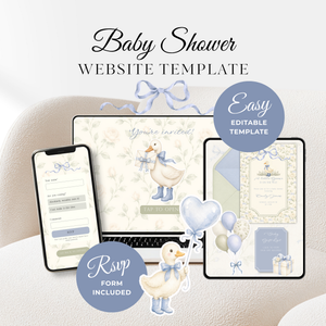 Blue Little Goose Baby Shower Invitation Website with RSVP BS150