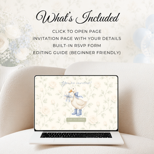 Blue Little Goose Baby Shower Invitation Website with RSVP BS150