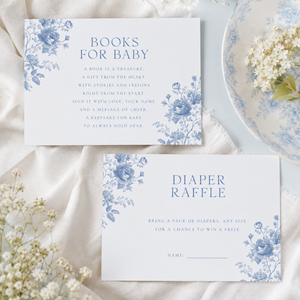 Blue Toile Baby Shower Invitation Bundle BS187