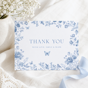 Blue Toile Baby Shower Invitation Bundle BS187