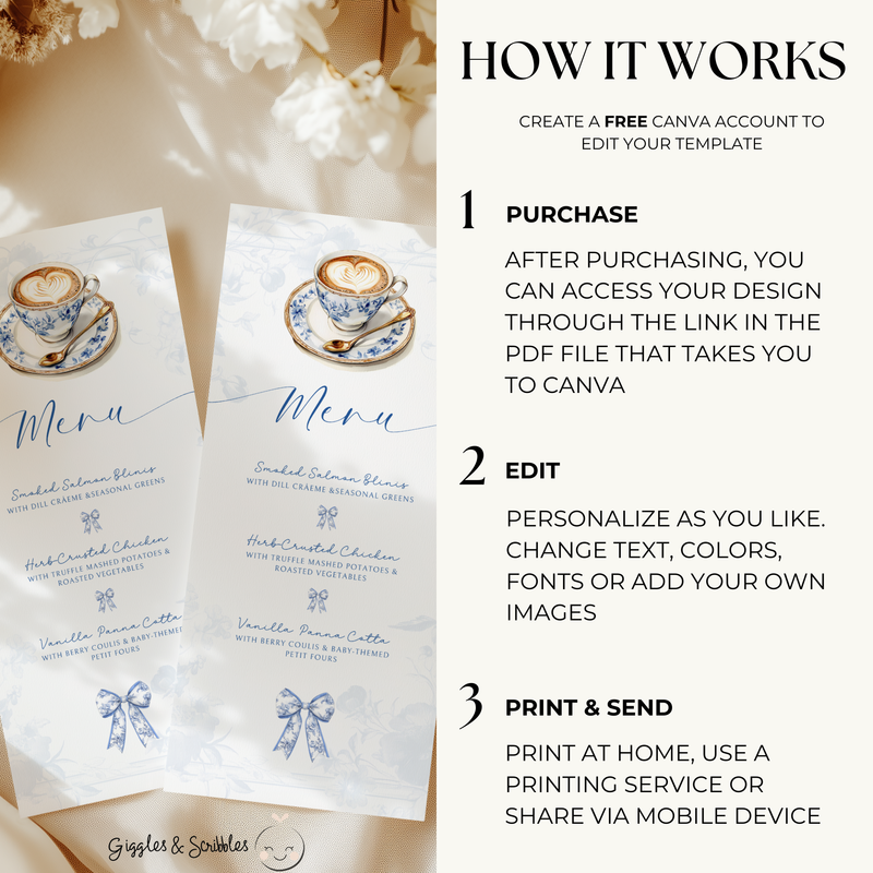 Elegant Blue Toile Brunch Menu Template BS62