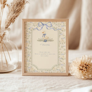Blue Vintage Goose Baby Shower Table Signs Bundle BS150