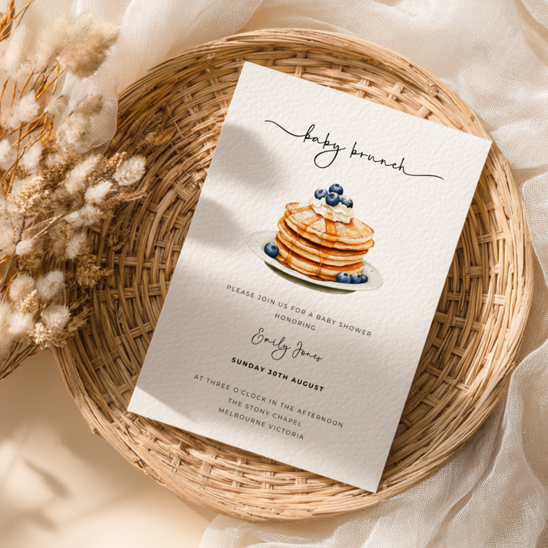 Baby Shower Invitation - Blueberry Pancake Baby Brunch BS185