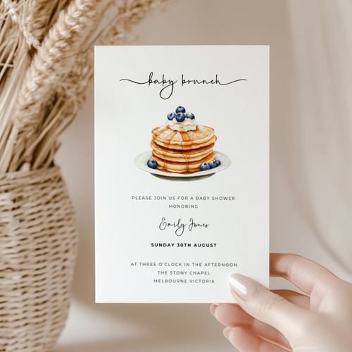 Baby Shower Invitation - Blueberry Pancake Baby Brunch BS185