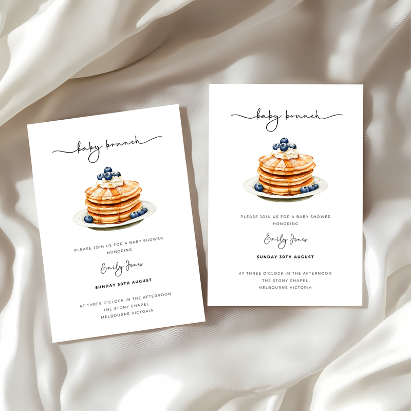 Baby Shower Invitation - Blueberry Pancake Baby Brunch BS185