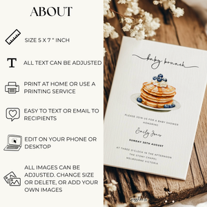 Baby Shower Invitation - Blueberry Pancake Baby Brunch BS185