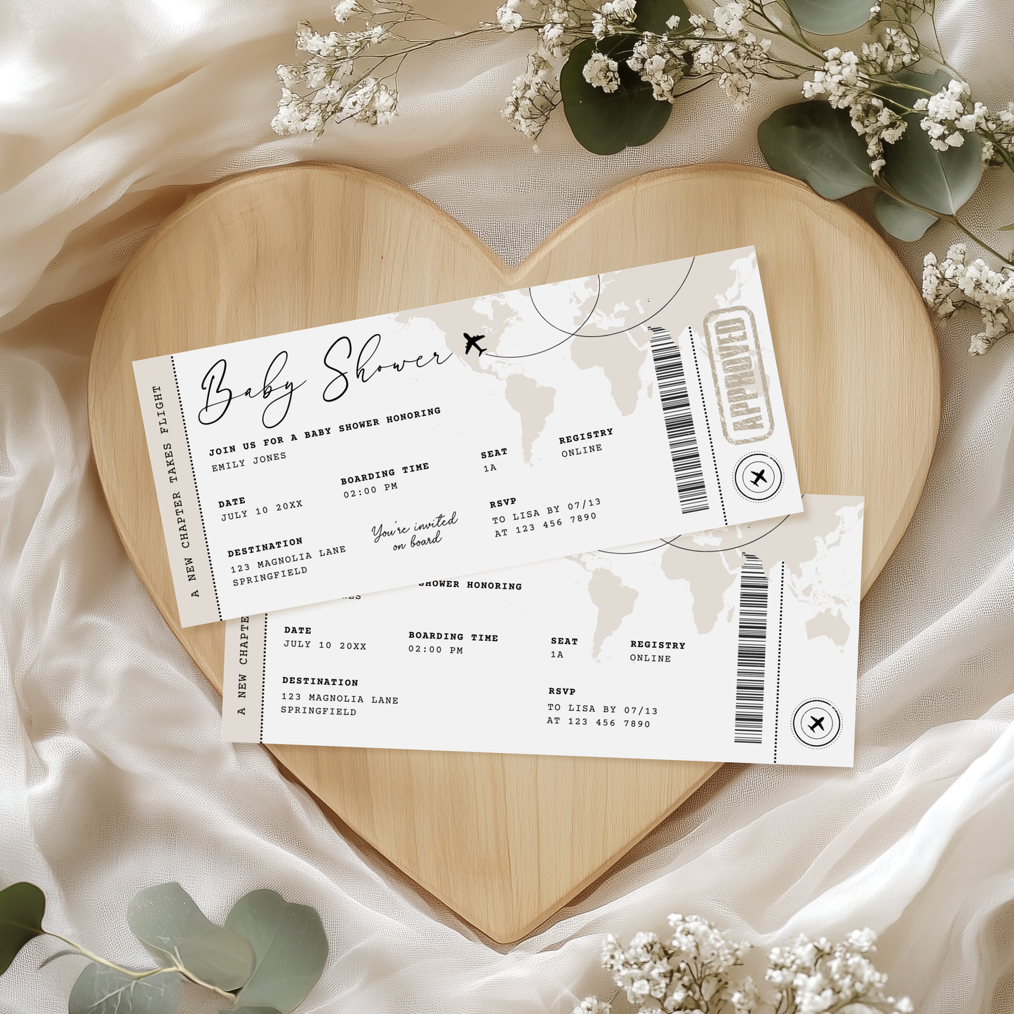 Boarding Pass Baby Shower Invitation Beige - A New Chapter Takes Flight BS281