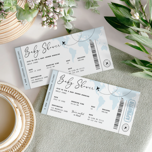Blue Boarding Pass Baby Shower Invitation BS281