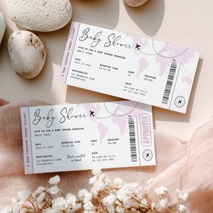 Pink Boarding Pass Baby Shower Invitation Girl BS281