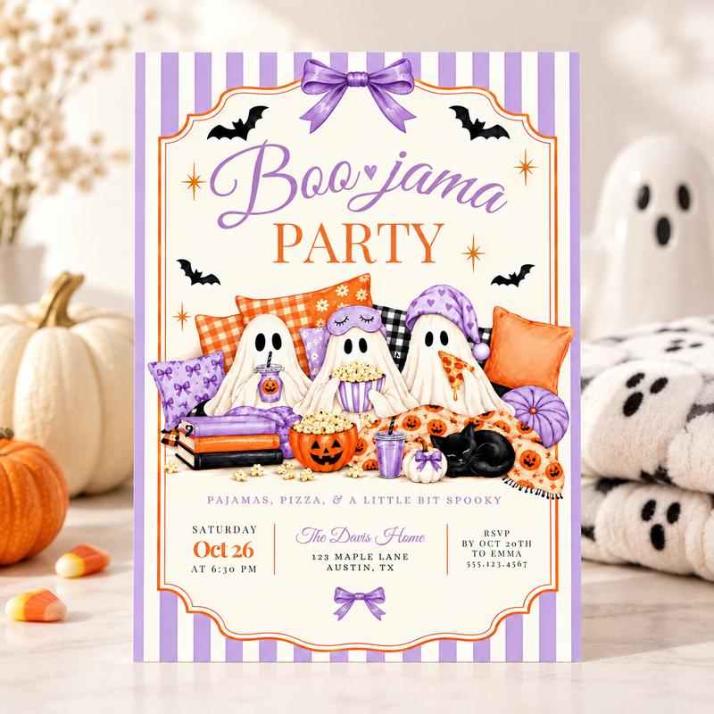 Boo-Jama Halloween Pajama Party Invitation L171