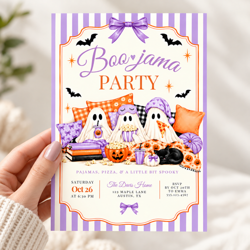 Boo-Jama Halloween Pajama Party Invitation L171