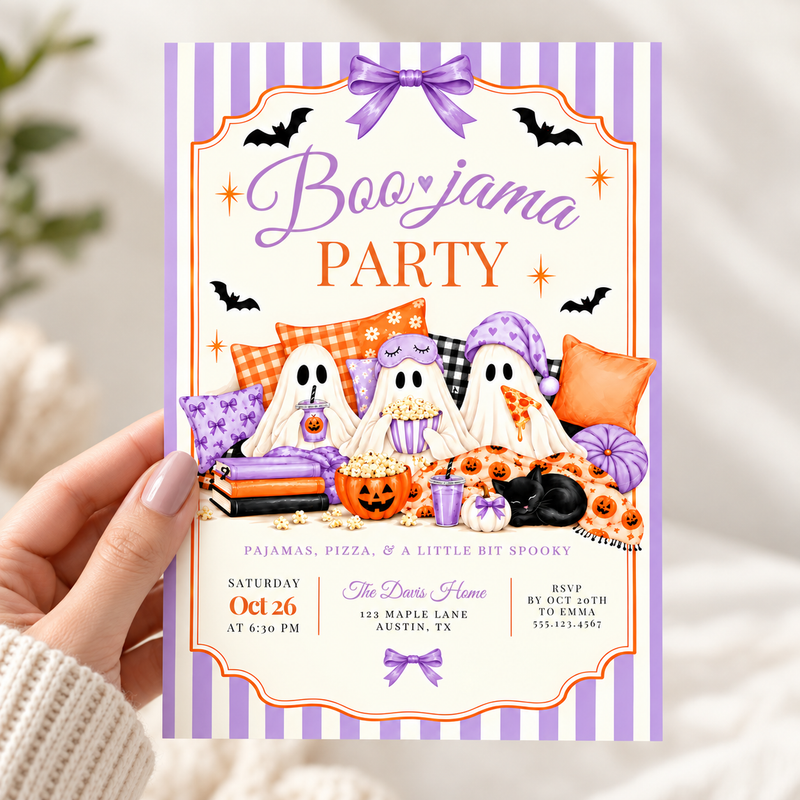 Boo-Jama Halloween Pajama Party Invitation L171