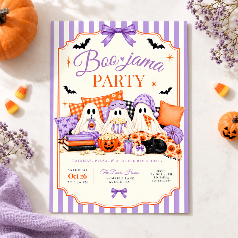 Boo-Jama Halloween Pajama Party Invitation L171
