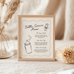 Beige Bottle Service Menu Baby Shower Sign BS278