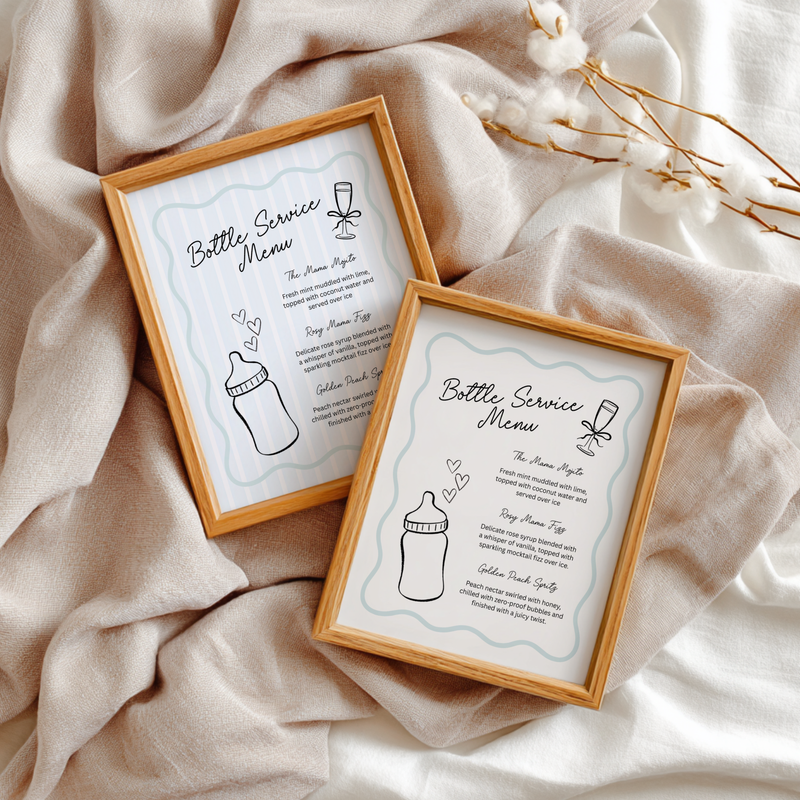 Blue Bottle Service Menu Baby Shower Sign BS278